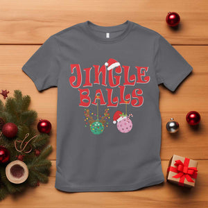 Funny Christmas Pickleball T Shirt Jingle Balls Reindeer Santa Hat Ball TS11 Charcoal Print Your Wear