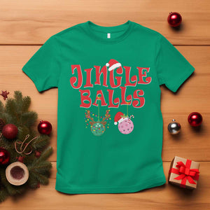 Funny Christmas Pickleball T Shirt Jingle Balls Reindeer Santa Hat Ball TS11 Irish Green Print Your Wear