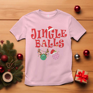 Funny Christmas Pickleball T Shirt Jingle Balls Reindeer Santa Hat Ball TS11 Light Pink Print Your Wear