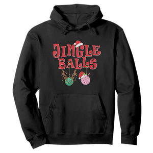 Funny Christmas Pickleball Hoodie Jingle Balls Reindeer Santa Hat Ball TS11 Black Print Your Wear