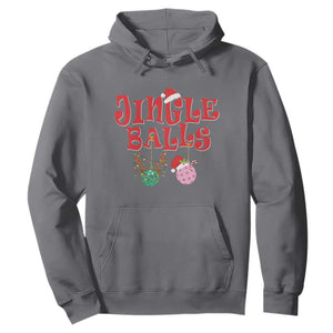 Funny Christmas Pickleball Hoodie Jingle Balls Reindeer Santa Hat Ball TS11 Charcoal Print Your Wear
