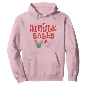 Funny Christmas Pickleball Hoodie Jingle Balls Reindeer Santa Hat Ball TS11 Light Pink Print Your Wear