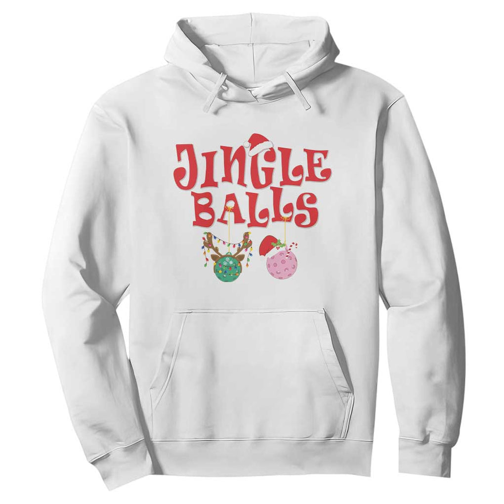 Funny Christmas Pickleball Hoodie Jingle Balls Reindeer Santa Hat Ball TS11 White Print Your Wear