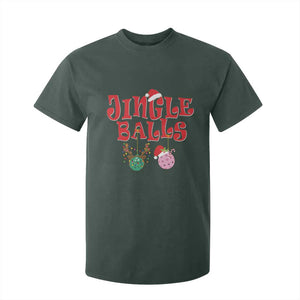 Funny Christmas Pickleball T Shirt For Kid Jingle Balls Reindeer Santa Hat Ball TS11 Dark Forest Green Print Your Wear