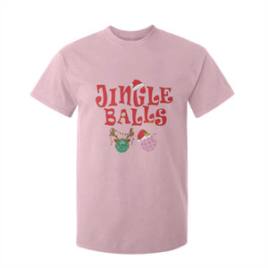 Funny Christmas Pickleball T Shirt For Kid Jingle Balls Reindeer Santa Hat Ball TS11 Light Pink Print Your Wear