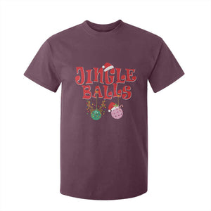 Funny Christmas Pickleball T Shirt For Kid Jingle Balls Reindeer Santa Hat Ball TS11 Maroon Print Your Wear