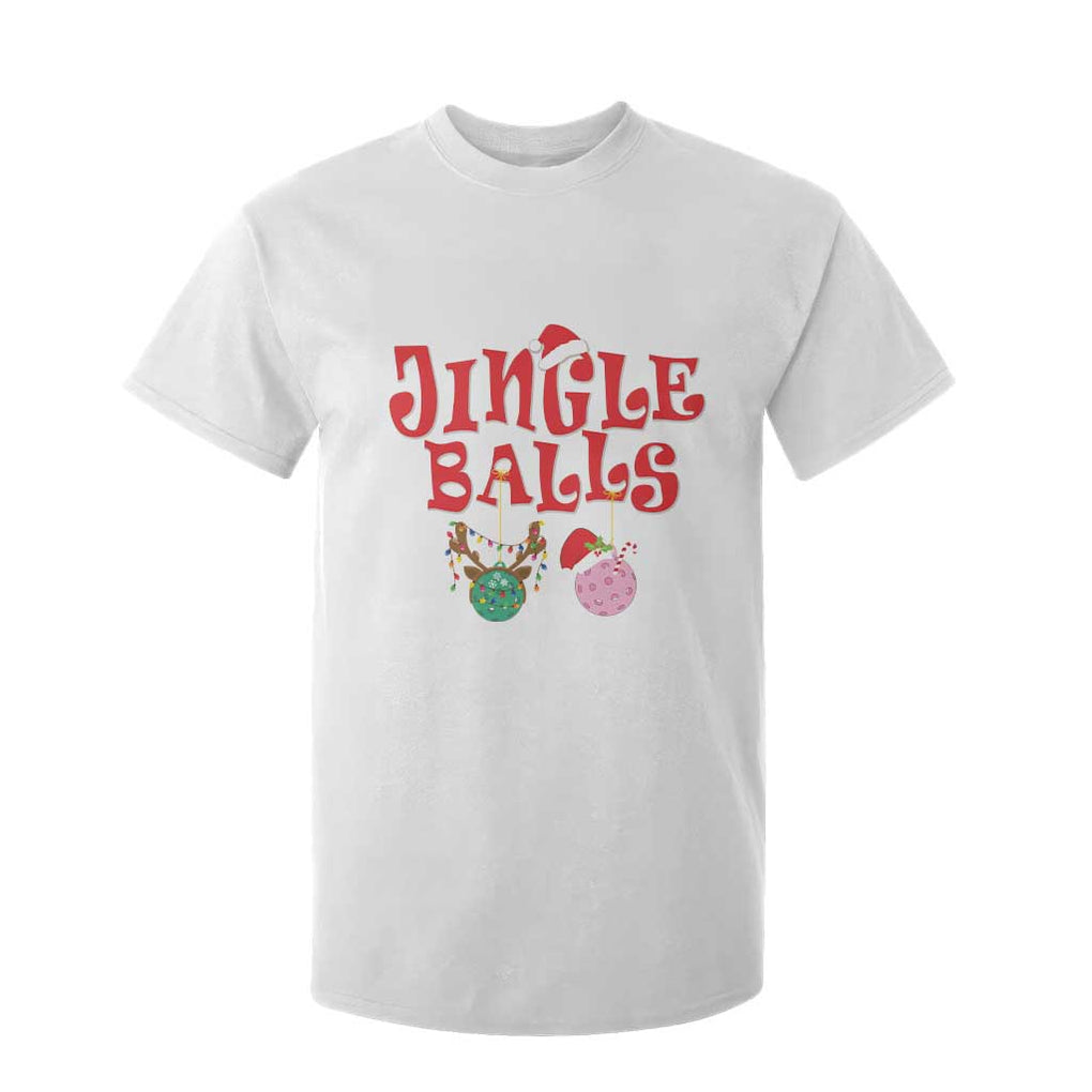 Funny Christmas Pickleball T Shirt For Kid Jingle Balls Reindeer Santa Hat Ball TS11 White Print Your Wear
