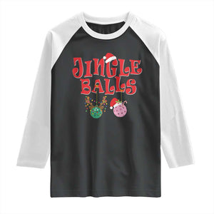 Funny Christmas Pickleball Raglan Shirt Jingle Balls Reindeer Santa Hat Ball TS11 Black White Print Your Wear