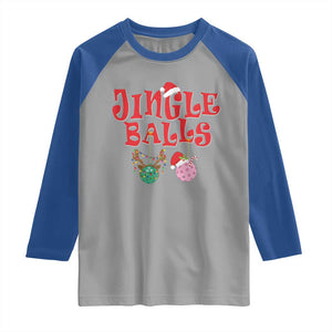 Funny Christmas Pickleball Raglan Shirt Jingle Balls Reindeer Santa Hat Ball TS11 Sport Gray Royal Print Your Wear