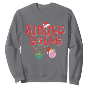 Funny Christmas Pickleball Sweatshirt Jingle Balls Reindeer Santa Hat Ball TS11 Charcoal Print Your Wear