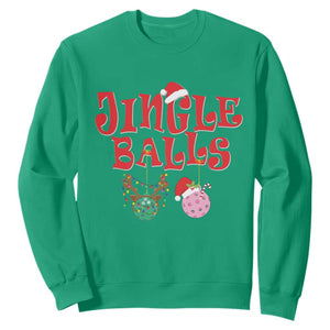 Funny Christmas Pickleball Sweatshirt Jingle Balls Reindeer Santa Hat Ball TS11 Irish Green Print Your Wear
