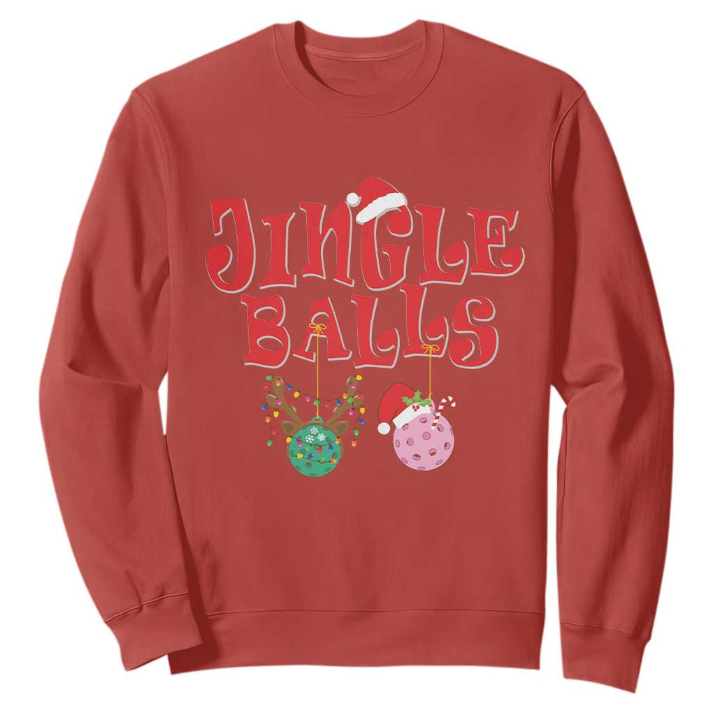 Funny Christmas Pickleball Sweatshirt Jingle Balls Reindeer Santa Hat Ball TS11 Red Print Your Wear