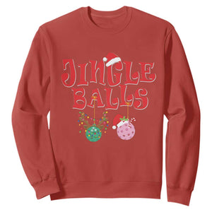 Funny Christmas Pickleball Sweatshirt Jingle Balls Reindeer Santa Hat Ball TS11 Red Print Your Wear