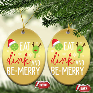 Funny Xmas Pickleball Christmas Ornament Eat Dink And Be Merry TS11 Oval Gold Print Your Wear