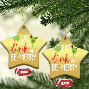 Funny Xmas Pickleball Christmas Ornament Eat Dink And Be Merry TS11 Star Gold Print Your Wear