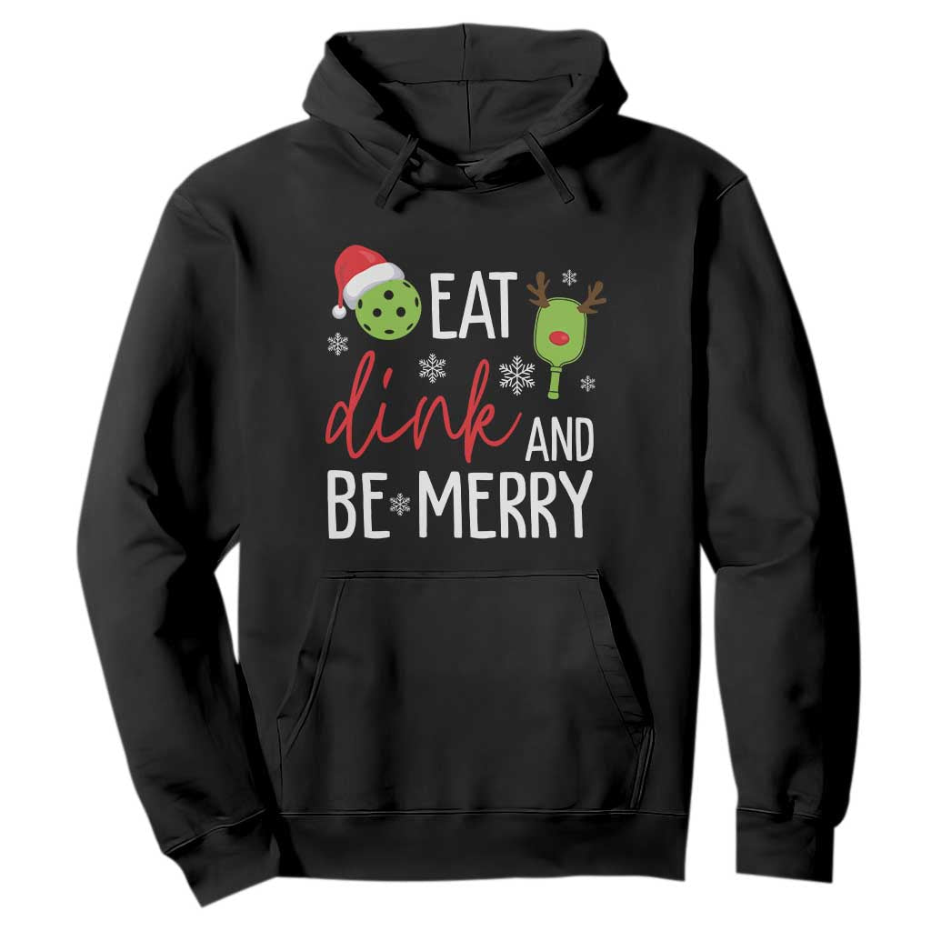 Funny Christmas Pickleball Hoodie Eat Dink And Be Merry TS11 Black Print Your Wear