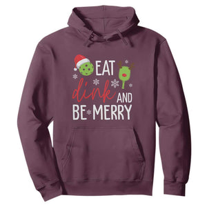 Funny Christmas Pickleball Hoodie Eat Dink And Be Merry TS11 Maroon Print Your Wear