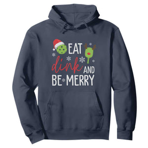 Funny Christmas Pickleball Hoodie Eat Dink And Be Merry TS11 Navy Print Your Wear