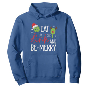 Funny Christmas Pickleball Hoodie Eat Dink And Be Merry TS11 Royal Blue Print Your Wear