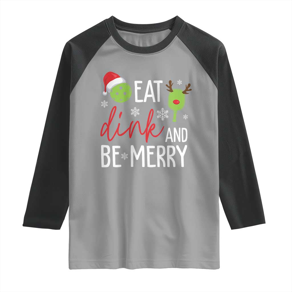 Funny Christmas Pickleball Raglan Shirt Eat Dink And Be Merry TS11 Sport Gray Black Print Your Wear