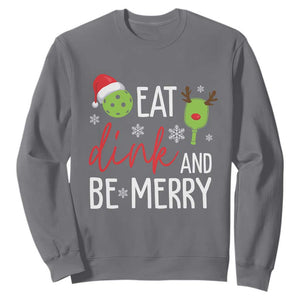 Funny Christmas Pickleball Sweatshirt Eat Dink And Be Merry TS11 Charcoal Print Your Wear