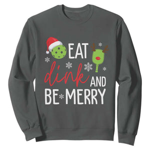 Funny Christmas Pickleball Sweatshirt Eat Dink And Be Merry TS11 Dark Heather Print Your Wear