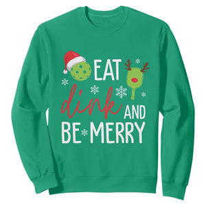 Funny Christmas Pickleball Sweatshirt Eat Dink And Be Merry TS11 Irish Green Print Your Wear