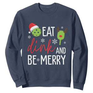 Funny Christmas Pickleball Sweatshirt Eat Dink And Be Merry TS11 Navy Print Your Wear
