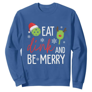 Funny Christmas Pickleball Sweatshirt Eat Dink And Be Merry TS11 Royal Blue Print Your Wear