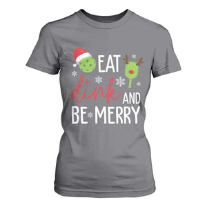 Funny Christmas Pickleball T Shirt For Women Eat Dink And Be Merry TS11 Charcoal Print Your Wear