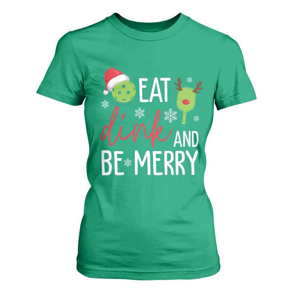 Funny Christmas Pickleball T Shirt For Women Eat Dink And Be Merry TS11 Irish Green Print Your Wear