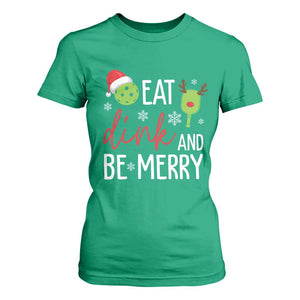 Funny Christmas Pickleball T Shirt For Women Eat Dink And Be Merry TS11 Irish Green Print Your Wear