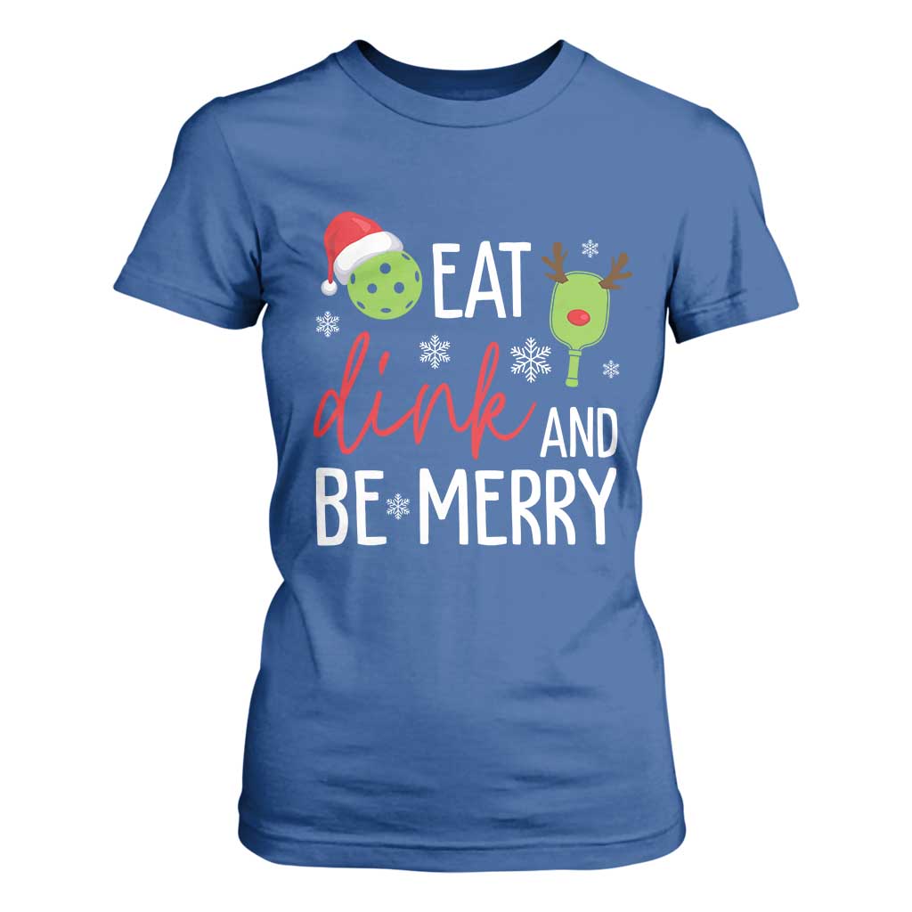 Funny Christmas Pickleball T Shirt For Women Eat Dink And Be Merry TS11 Royal Blue Print Your Wear