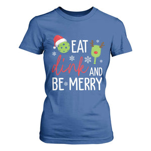 Funny Christmas Pickleball T Shirt For Women Eat Dink And Be Merry TS11 Royal Blue Print Your Wear