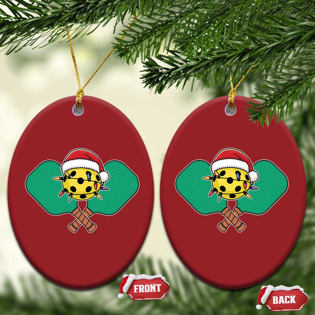 Funny Xmas Pickleball Holiday Santa Hat Christmas Ornament TS11 Oval Red Print Your Wear