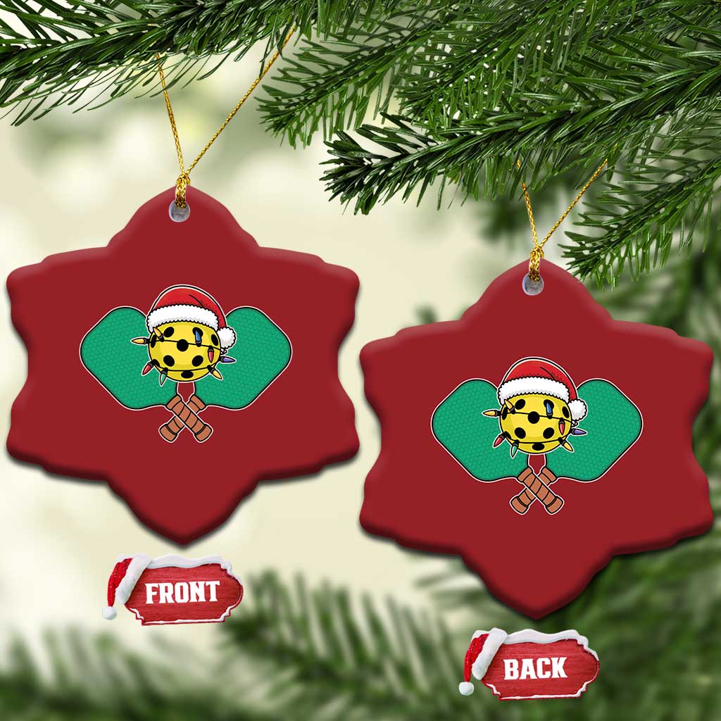 Funny Xmas Pickleball Holiday Santa Hat Christmas Ornament TS11 Snow Flake Red Print Your Wear