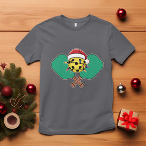 Funny Christmas Pickleball Holiday Santa Hat T Shirt TS11 Charcoal Print Your Wear