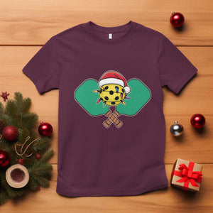 Funny Christmas Pickleball Holiday Santa Hat T Shirt TS11 Maroon Print Your Wear