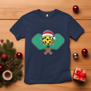 Funny Christmas Pickleball Holiday Santa Hat T Shirt TS11 Navy Print Your Wear