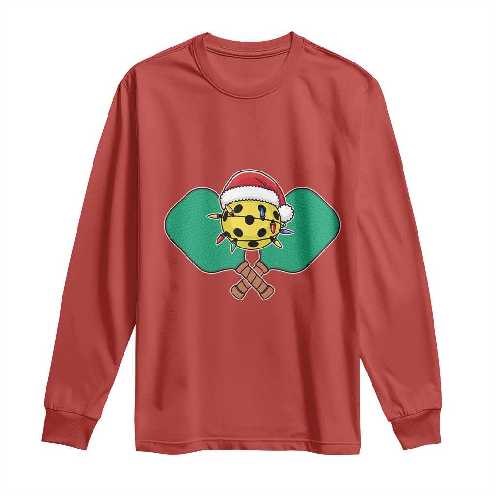 Funny Christmas Pickleball Holiday Santa Hat Long Sleeve Shirt TS11 Red Print Your Wear