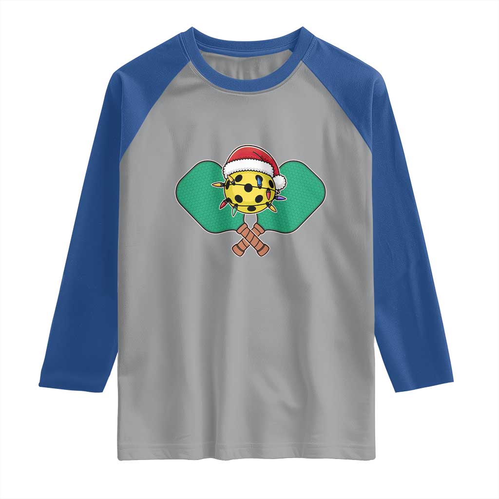 Funny Christmas Pickleball Holiday Santa Hat Raglan Shirt TS11 Sport Gray Royal Print Your Wear