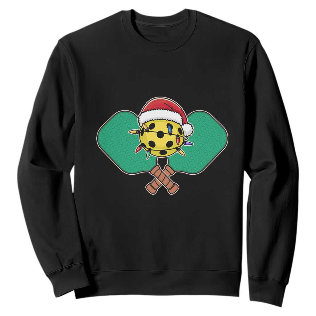 Funny Christmas Pickleball Holiday Santa Hat Sweatshirt TS11 Black Print Your Wear