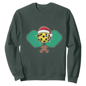 Funny Christmas Pickleball Holiday Santa Hat Sweatshirt TS11 Dark Forest Green Print Your Wear