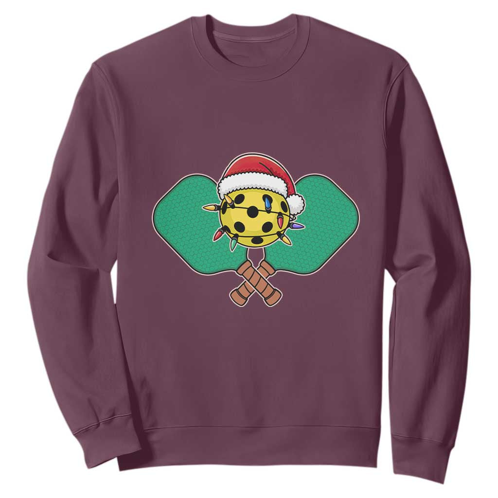 Funny Christmas Pickleball Holiday Santa Hat Sweatshirt TS11 Maroon Print Your Wear