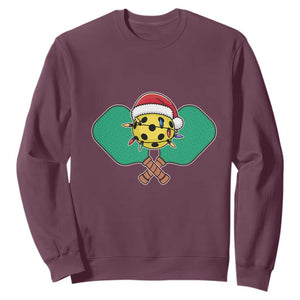 Funny Christmas Pickleball Holiday Santa Hat Sweatshirt TS11 Maroon Print Your Wear