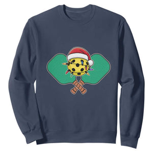 Funny Christmas Pickleball Holiday Santa Hat Sweatshirt TS11 Navy Print Your Wear