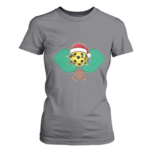 Funny Christmas Pickleball Holiday Santa Hat T Shirt For Women TS11 Charcoal Print Your Wear