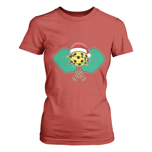 Funny Christmas Pickleball Holiday Santa Hat T Shirt For Women TS11 Red Print Your Wear