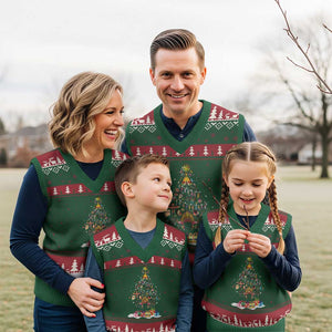 Funny Native American Xmas Tree Medicine Wheel V-Neck Knit Sweater Vest TS11 Red Green Print Your Wear