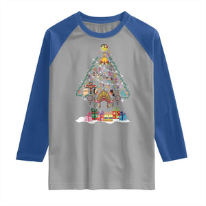 Funny Native American Christmas Tree Medicine Wheel Raglan Shirt TS11 Sport Gray Royal Print Your Wear